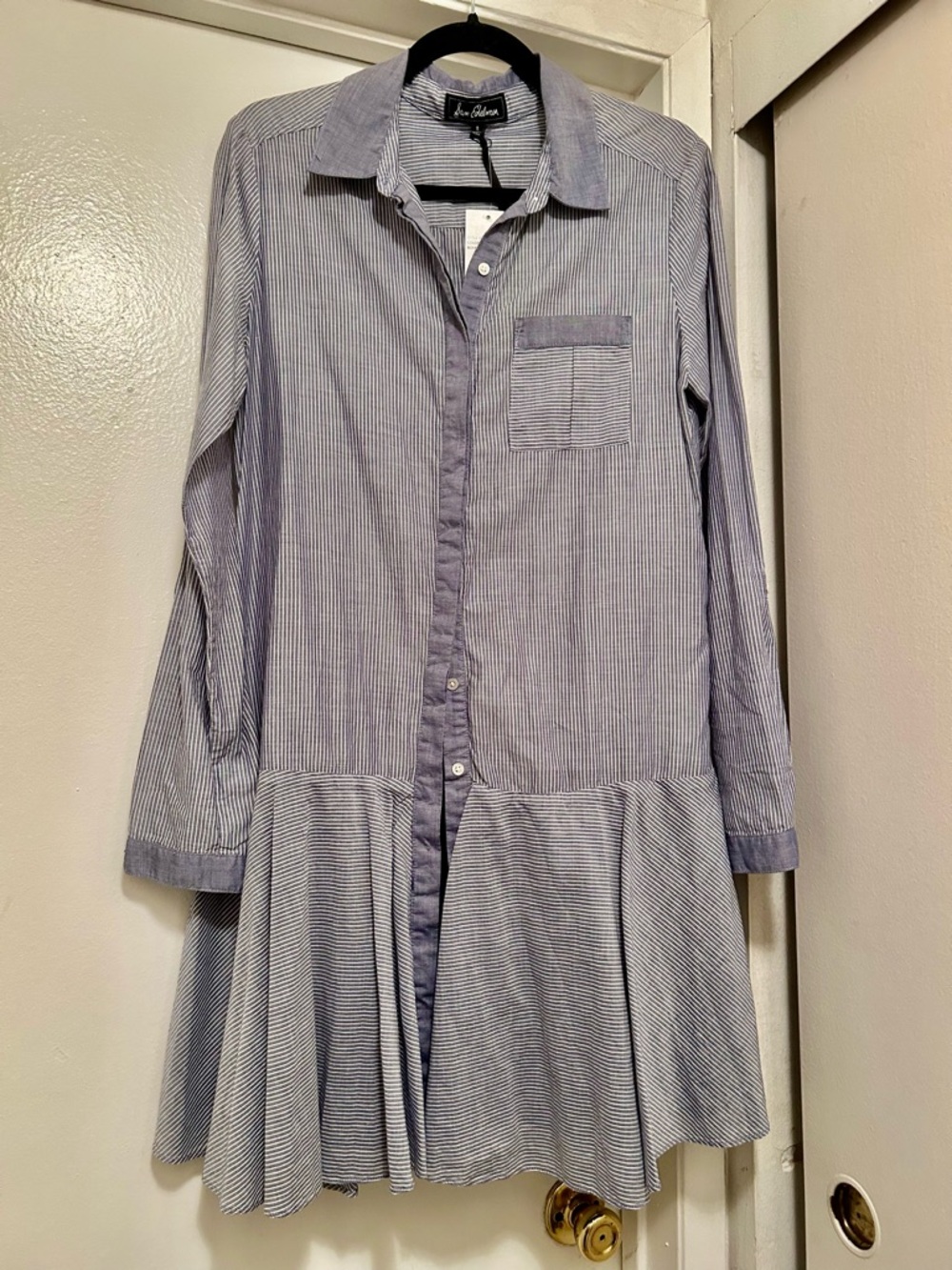 Sam Edelman Blue and White Striped Shirt Dress